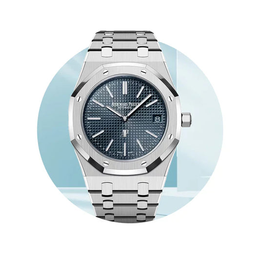 Silver Audemars Piguet With Black Dial