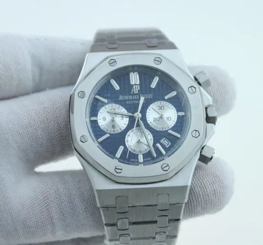 Audemars Silver Chrono (Blue Dial)