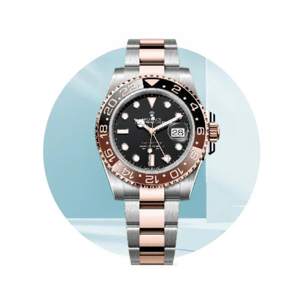 GMT Rolex Master II Black Dial (Rose Gold + Black)