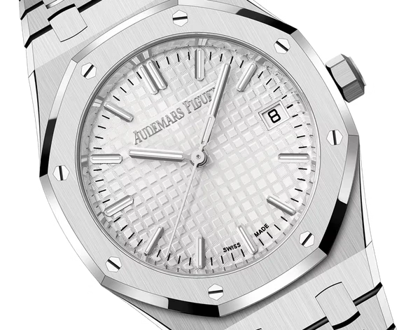 Silver Audemars Piguet With White Dial